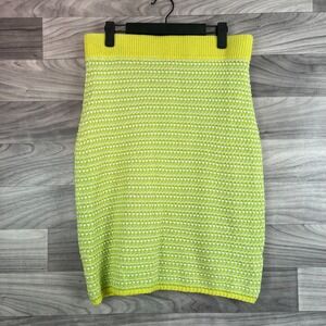 ASOS Pencil Skirt Women's Size 10 Green Yellow Knitted‎ Ribbed High-Waisted
